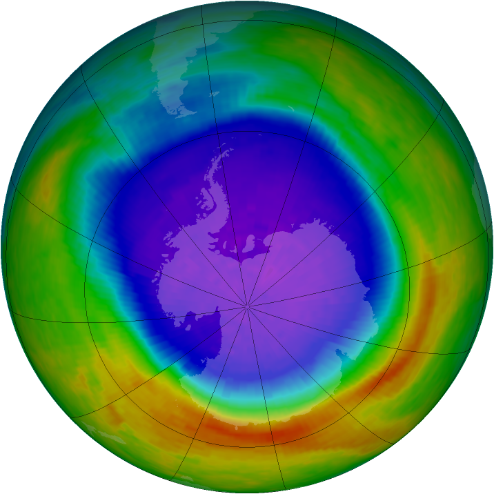 Antarctic ozone map for 11 October 1994